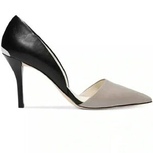 [10M] Michael Kors JULIETA D'ORSAY Pearl Grey & Black Leather  Pumps Stiletto